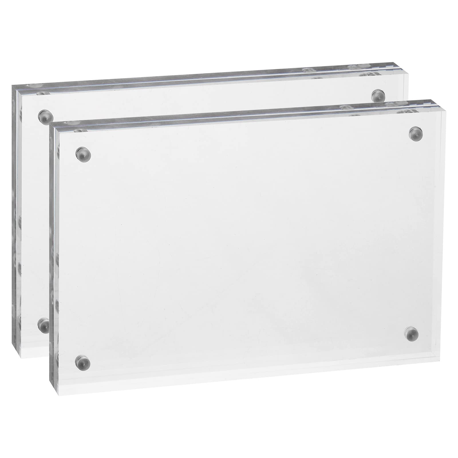 PATIKIL Floating Photo Frame, 3.9" x 5.9" 2 Pack Desktop Frameless Picture Frame Double Sided Acrylic Magnetic Display Frame for Family Travel Party Photo Souvenirs Artwork, Clear