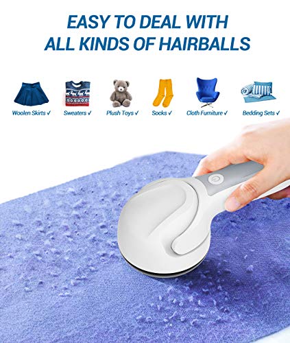 Sweater Fabric Shaver, anzoee Lint Remover for Clothes Rotating Electric Fabric Sweater Defuzzer Fuzz Pills Clothing Remover Remove Clothes Fuzz, Lint Balls, Pills, Bobbles (White)