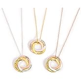 CAITLYNMINIMALIST Custom Interlocking Ring Multiple Name Necklace Personalized Gift for Mom