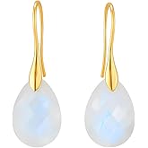 Gempires Gemstone Drop Dangle Earrings for women – Hypoallergenic Earrings with Labradorite, Tiger Eye, Rainbow Moonstone, Amazonite, Green Onyx, Amethyst, Rose Quartz, Aquamarine, Prehnite