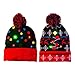JOYIN 2 PCS LED Light-up Christmas Hats, Knitted Beanie Ugly Holiday Xmas Beanie Hat Knit Cap for Party (Battery Included with 3 Flashing Modes)