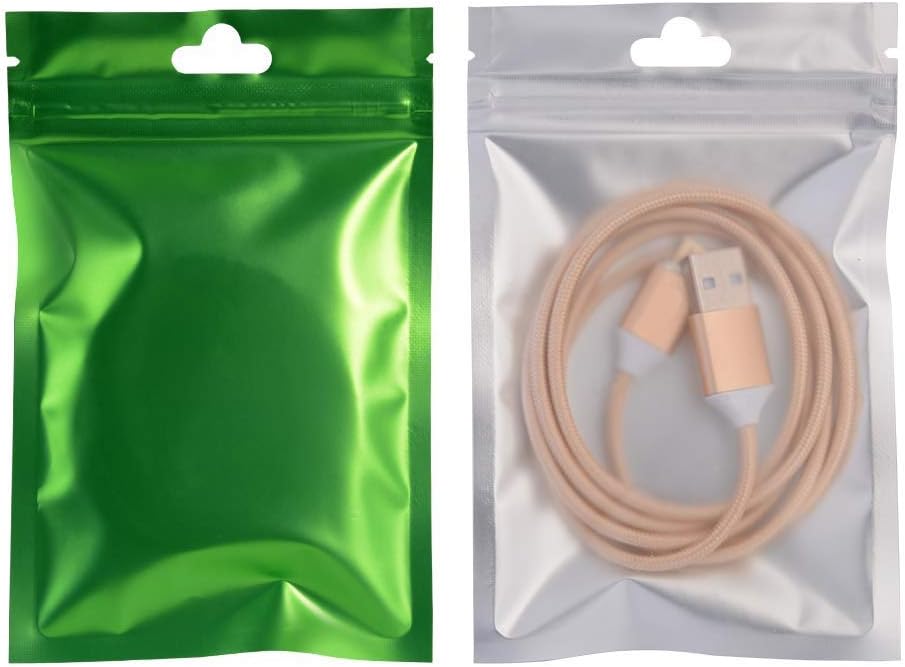 100Pcs Aluminum Foil Mylar Bags Matte Translucent Clear Front Plastic Ziplock Bags with Hang Hole Tear Notch Zipper Pouch Food Saver Bag Long Term Food Storage Packaging 3.9x7in (10x18cm)