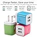 USB Wall Charger, BEST4ONE 2.1A/5V 10.5W Dual Port USB Charger AC Adapter Plug Compatible with iPhone XS/Max / MR X /8/7/6 Plus, iPad, Kindle, Moto G X, Huawei, Cell Phone (3-Pack) (Blue,Pink,Green)