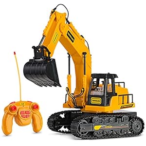 Remote Control RC Excavator Toy Truck with Flashing Lights and SFX – Includes Transmitter and Battery Charger| Battery Operated RC Toy Construction Vehicle for Kids with Cool Sound Effects | Lighting