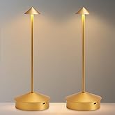 EJQ Cordless Table Lamp,Portable LED Table Light, Rechargeable 6000mAh Battery Operated, 3 Color Stepless Dimming Up Touch Lamp for Restaurant/Bedroom/Bars/Outdoor Party/Camping/Camping Light(Gold)