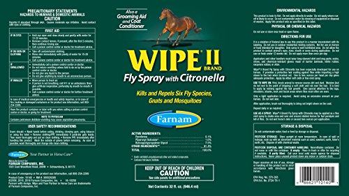 Farnam Wipe II Fly Spray with Citronella, 32 fl. oz.