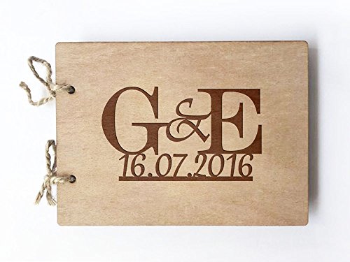 Wedding Guest book (wood) - notebook - Initials and Date