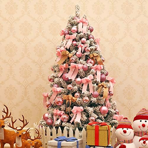 DLPY Pre-Lit Artificial Christmas Tree Flocked Snow Pre-Decorated Ornaments Xmas Tree LED Lights &metal Stand Unlit Holiday Decoration-a 6Ft(180cm)