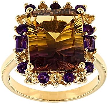 Bi-Color Ametrine 18k Gold Over Silver Ring 4.95ctw