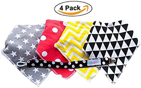 Absorbent Drool Baby Bandana Bibs by OnTheGoBaby, Perfect Shower Gifts with Free Pacifier Clip