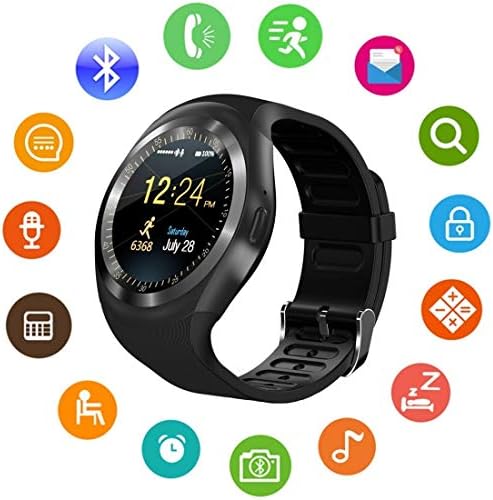 Pithadai Smart Watch Round Bluetooth Smartwatch Compatible with All Android & iOS (Black)