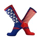 Epivive Velocity American Flag Patriotic Athletic Crew Socks Royal Blue / Red (Small)