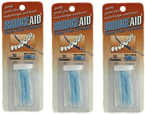FLOSSAID BRIDGEAID DENTAL FLOSS THREADERS FOR BRIDGES & BRACES (3 Packs (90 Count)) by flossaid