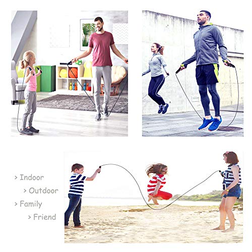 YHKJ 2 Pack Jump Rope，Workout Skipping Exercise Fitness，Jumping Rope  for Adults Women Men Kids，with Hair tie