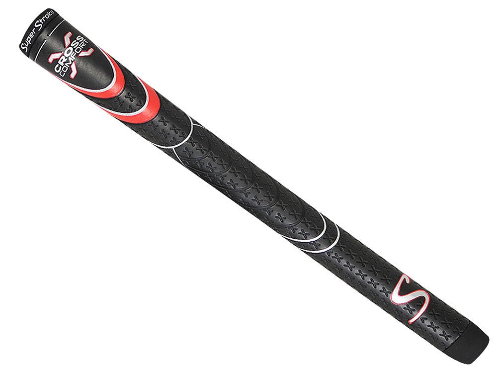 Photo 1 of SuperStroke Cross Comfort Golf Club Grip, Black/Red (Midsize) | Soft & Tacky Polyurethane That Boosts Traction | X-Style Surface & Non-Slip | Swing Faster & Square The Clubface More Naturally (RSS195)