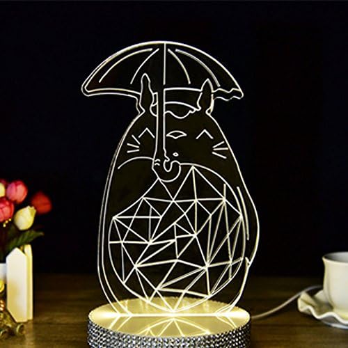 VSKS Acrylic 3D Night Lamp 3 Colors Change LED for Desk Table Kids Gift Home Decoration,Totoro