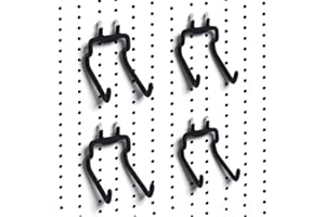 FuncHardwa 4 Pack Heavy Duty Pegboard Hooks for Power Tools, Black Pegboard Drill Holders with Scratchproof Coating, Slatwall