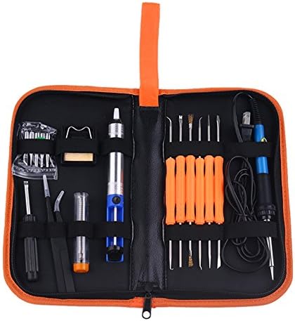 Electric Soldering Iron Kit 110V 60W Adjustable Temperature Welding Tool, Including 6pcs Soldering Tips, with ON/OFF Switch, Tips, Solder Sucker, Desoldering Wick, Solder Wire, Anti-static Tweezers