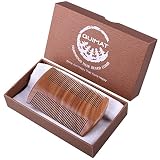 Quimat Beard Comb - Natural Organic Sandal Wood for Hair - Scented Fragrance Smell with Anti-Static & No Snag, Handmade Fine Tooth Brush Best for Beard & Moustache Packaged in Premium Gift Box