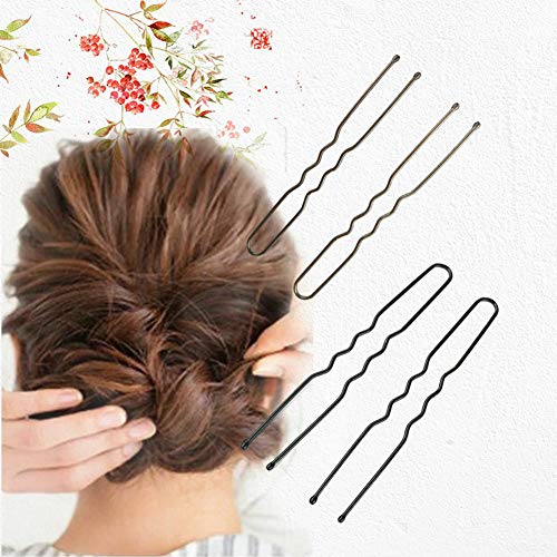200Pcs 6cm U Shaped Hair Pins，Bun Hair Pins with Storage Box , Black