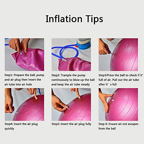 Fourheart Exercise Ball,Anti-Burst Slip-Resistant Extra Thick Balance Stability Yoga Ball(45-85cm),Supports 2000lbs with Quick Foot Pump,Perfect for Home Gym Core Strength Yoga Fitness (Pink, 45cm)