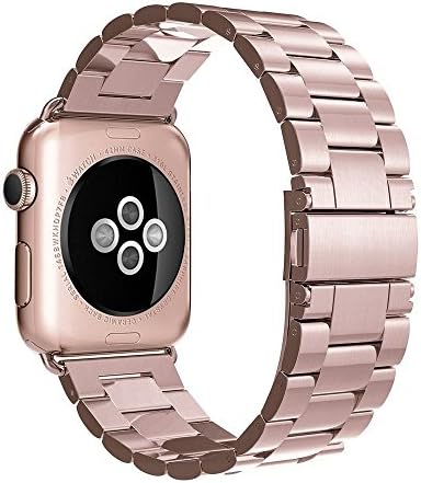 ImmSss Metal Band Compatible for Apple Watch Band Series 4 40mm 44mm/ iWatch Series 3 2 1 38mm 42mm, Wristband Strap Cuff Bangle Bracelet (Pink, 38mm/42mm)