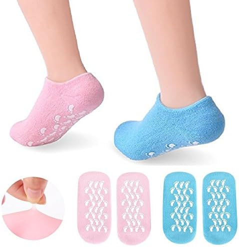 Moisturizing Gel Socks, Spa Moisturizing Socks for Moisturize Soften Repair Rough Dry Cracked Feet Enjoy a Foot Spa Perfect for Women Men,2Packs, Blue and Pink