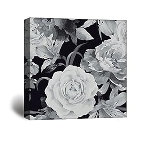 Square Canvas Wall Art - Closeup Flower Petals in Black White - Giclee Print Gallery Wrap Modern Home Art Ready to Hang - 12x12 inches