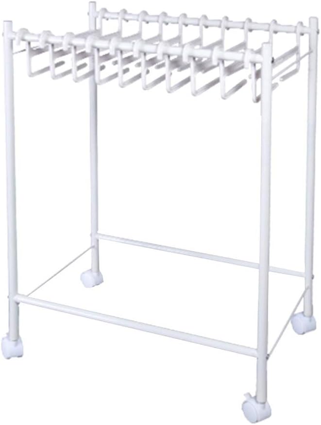 Pants Hangers JX Rolling Trouser Shelf with 10 Removable Hangers and Wheels, for Furniture Closet Organizer Racks White