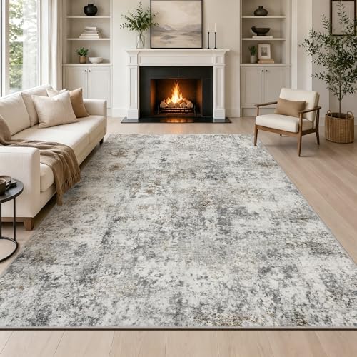 Capslpad Braun Abstraktes Teppich Wohnzimmer 160x230cm rutschfest Kurzflor Kunstwolle Schlafzimmer Teppich Waschbar Minimalistisch Bettvorleger Teppic