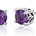 Peora Amethyst Stud Earrings 925 Sterling Silver, Solitaire Scroll Gallery, Natural Gemstone, 1.50 Carats Total, Round Shape 6mm, Friction Backs, Hypoallergenic Earrings,