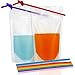 Tomnk 50pcs Clear Drink Pouches Bags Smoothie Bags Reclosable Zipper Heavy Duty Hand-held Translucent Stand-up Plastic Pouches Bags Drinking Bags 2.4 Inches Bottom Gusset with 50pcs Straws