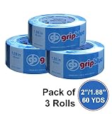 GripBlue TM 2" (1.88"/48mm) X 60 YDs Multi-Use Blue Painters Tape | Premium Crepe Paper Masking Tape for Multi-Surfaces | Clean and Easy Removal | 3 Pack