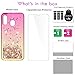 HATOSHI for Samsung Galaxy A20 Case, A30 Case with Screen Protector Tempered Glass [2 Pack], Floating Glitter Quicksand Sparkle Bling Clear Cute Phone Cover for Galaxy A20/A30 (Pink/Gold)