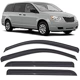Window Visors Compatible With 2008-2016 Chrysler Town Country 2008-2010 Dodge Grand Caravan | Dark Smoke Acrylic Wind Sun Rain Vent Guards 4PC By IKON MOTORSPORTS | 2009 2010 2011 2012 2013 2014 2015