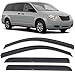Window Visors Fits 2008-2016 Chrysler Town Country 2008-2010 Dodge Grand Caravan | Dark Smoke Acrylic Wind Sun Rain Vent Guards 4PC By IKON MOTORSPORTS | 2009 2010 2011 2012 2013 2014 2015