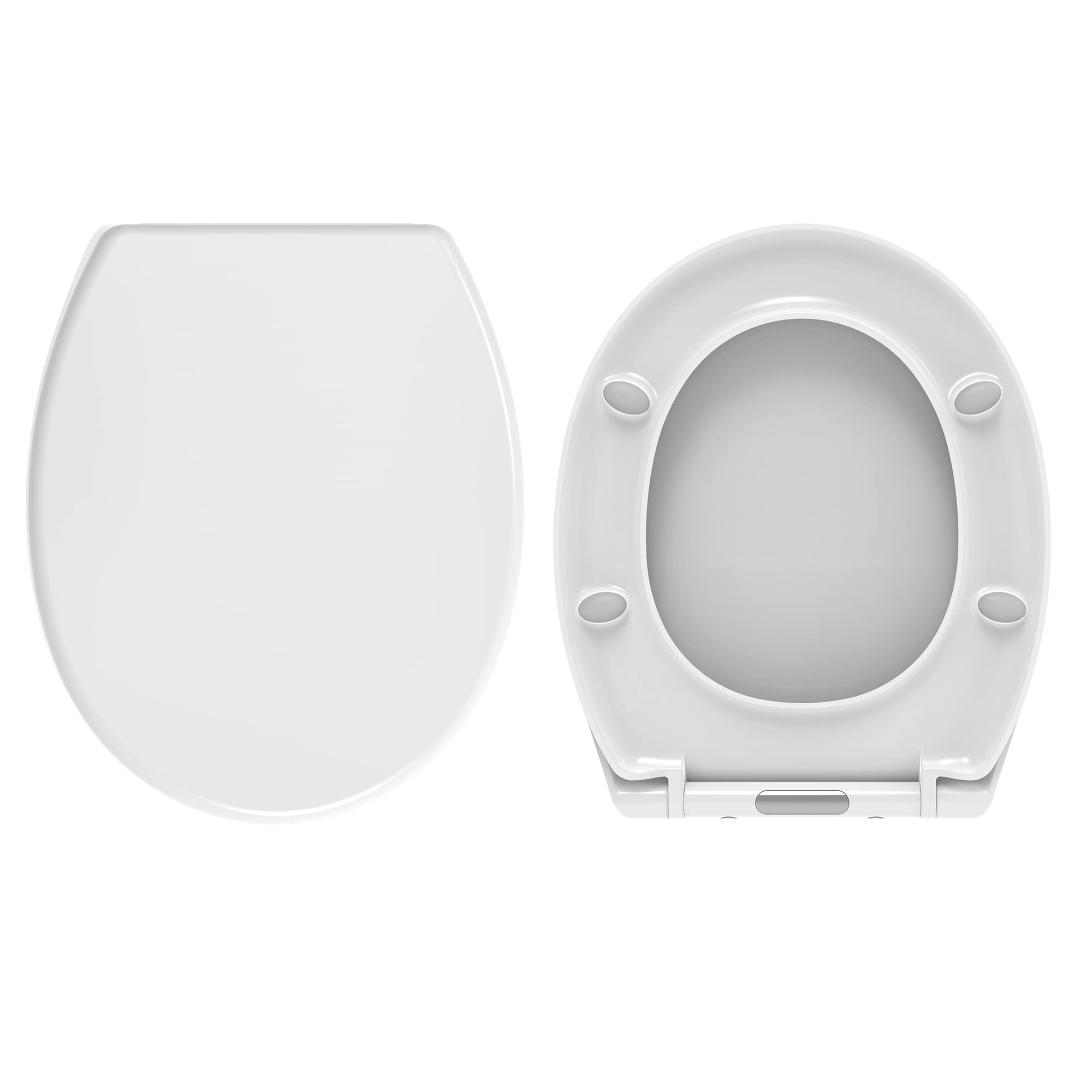 Meero London Soft Close O Shape Toilet Seat,Antibacterial Material with Stainless Steel Hinges, Toilet Seat with Dual Fixing, Quick Release Removable Lid for Easy Clean-White