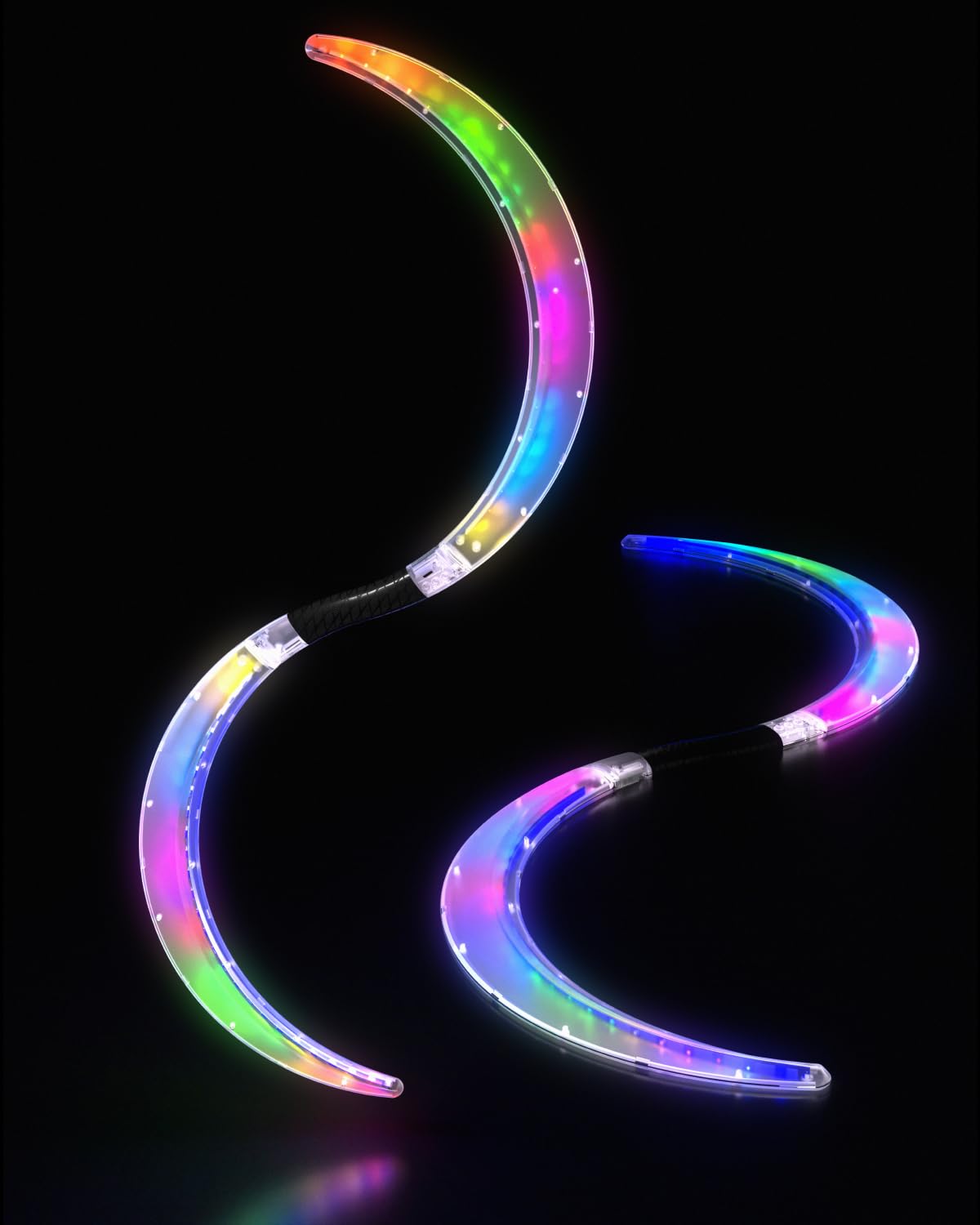 LED POI Wands S-Shape with 241 Colour Light Modes USB Rechargeable Juggling Magic LED S-Staffs Colours, Deep Visual Effect Circus Toy