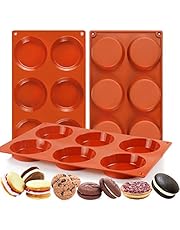 Palksky (3 PCS) 6-Cavity Silicone Whoopie Pie Baking Pan/Non-Stick 3" Round Muffin Top Pan/Mini Tart Pan for Egg Cloud Bread Buns English Muffins Breakfast Sandwiches Mold