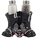 Decorative Black Motorcycle Biker Boots Glass Salt and Pepper Shaker Set Figurine with Born to Ride Banner, Skull & Eagle Wings Symbol for Bar or Kitchen Decor As Gifts for Harley Riders