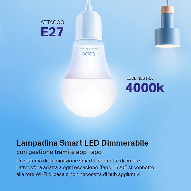 L520E Lampadina Smart WiFi E27 Bianco 4000K 806lm 60W Alexa Google