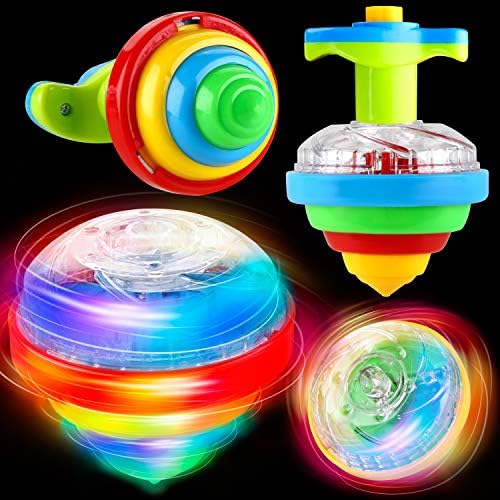 PROLOSO 12 Pack LED Light Up Spinning Tops for Kids Glow in The Dark
