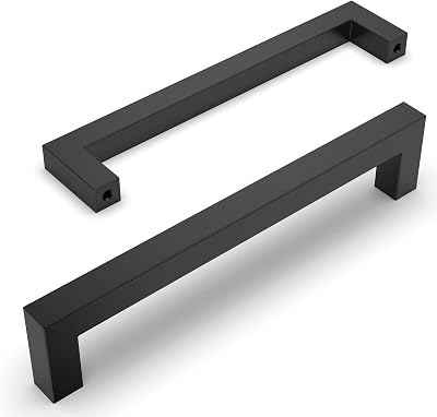 Amerdeco 10 Pack Matte Black Cabinet Pulls 6.25 Inch 160mm Hole Centers