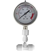 PureSec Water Pressure Gauge Oil Filled Stainless-Steel 2-1/2" Dial Size Dual-Scale with 1/4" Lower Mount for RO System(0-1kg(MPa)/0-150psi)