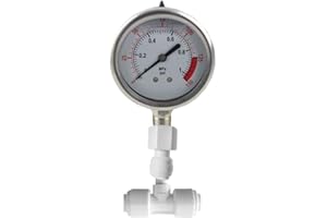 PureSec Water Pressure Gauge Oil Filled Stainless-Steel 2-1/2" Dial Size Dual-Scale with 1/4" Lower Mount for RO System(0-1kg(MPa)/0-150psi)