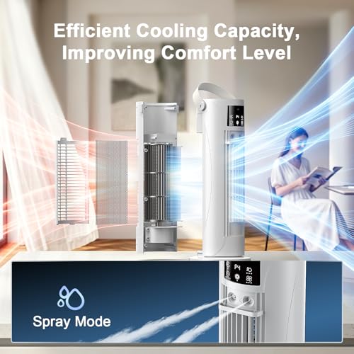 Portable Air Conditioners - 3 Speeds & Storm Mode & Mist Spray, Tower Cooling Fan with Timer, 120° Oscillation for Home, Office, Bedroom, Living Room - Portable AC Standing Fan (White)