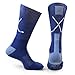 ChalkTalkSPORTS Hockey Half Cushioned Crew Socks | Crossed Sticks | Royal/White