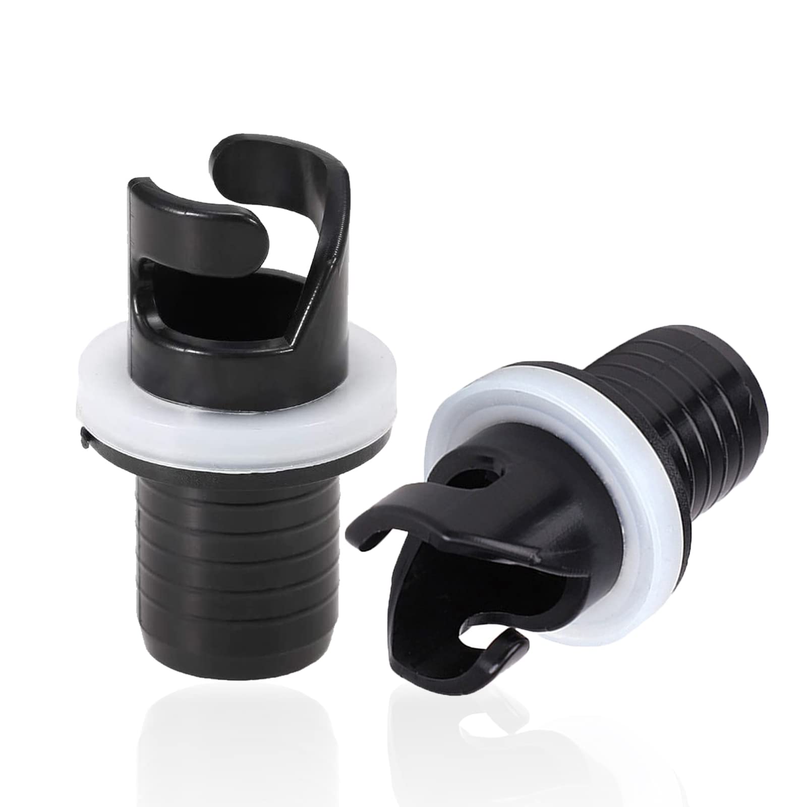 Boat Foot Pump Hose Adapter, H-R Valve Kayak Adapter 2PCS Inflatable Boat Valves Hose Adapter Connector Inflatable Kayak Pump Hose Adapter Plastic Air Valve Adapter Size 1.97inch Black