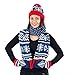 Hat Scarf Mittens Set, Holiday Christmas Winter Pattern, Blue Red White Green Grey