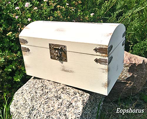 Shabby Chic Wedding Card Box - Vintage Rustic Wedding Decor - Wedding Card Holder with Card Slot | White Distressed Personalized Card Keepsake Chest